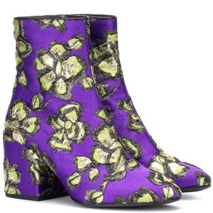 Dries Van Noten Purple Brocade Ankle Boot